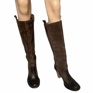 Frye Chocolate Brown Dark Villager Pull On Tall Boots